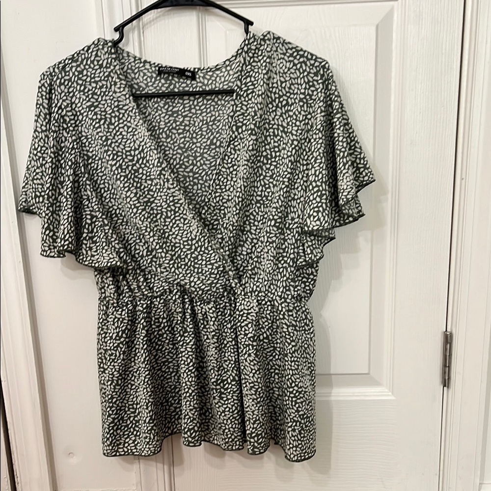 SHEIN Flutter Sleeve Wrap Blouse